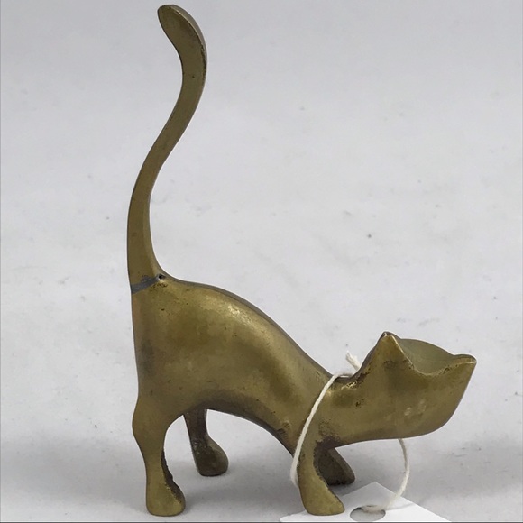 Vintage MidCentury Modern Brass Cat Ring Holder B5 - Picture 7 of 10